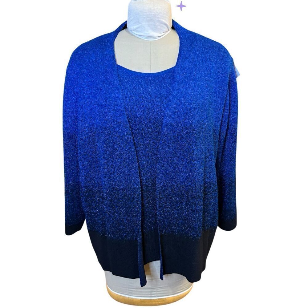 Alfred Dunner Women's Ombre Shimmer Two-for-One Sweater Plus Sz. 2X